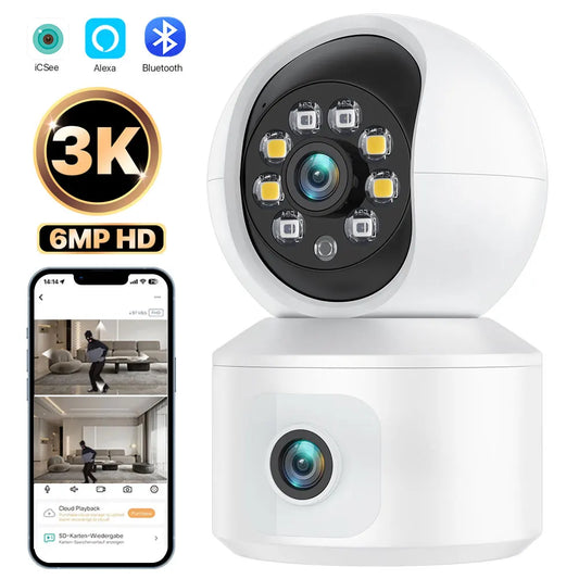 Caméra de permission Vidéo 4K 6MP avec WIFI et vision nocturne, Moniteur de sécurité à domicile pour bébé, Détection Humaine AI, Document CCTV